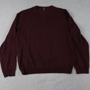 Brooks Brothers Sweater Men XL 346 Extra Fine Merino Wool Pullover V-Neck Maroon